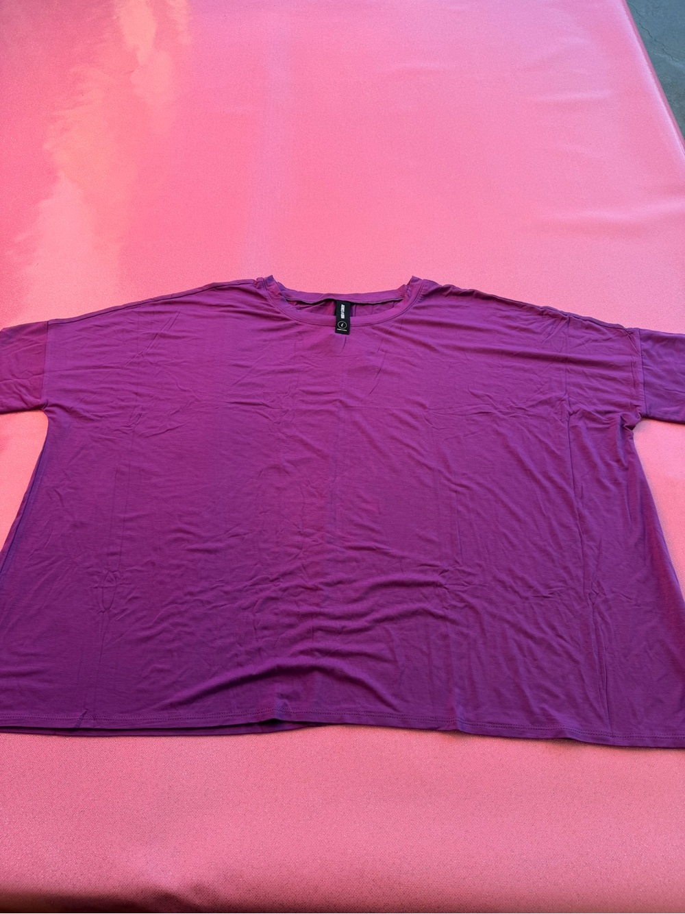 Agnes & Dora Short Sleeve Crewneck Top in Deep Raspberry